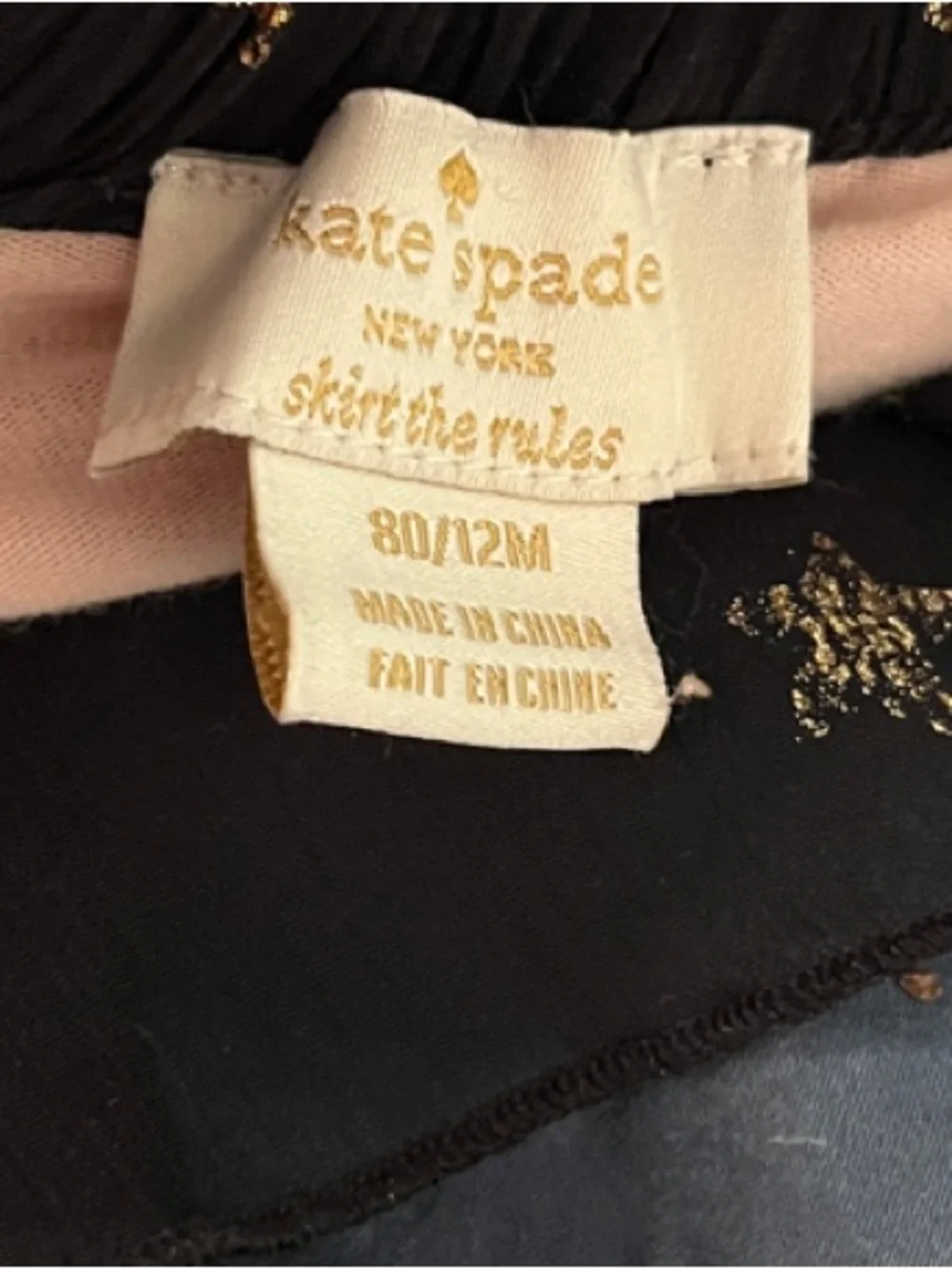 Vintage Kate Spade Baby Girl 12M Skirt w/ Attached Bloomer Black Gold